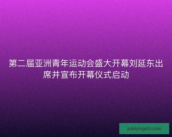 第二届亚洲青年运动会盛大开幕刘延东出席并宣布开幕仪式启动